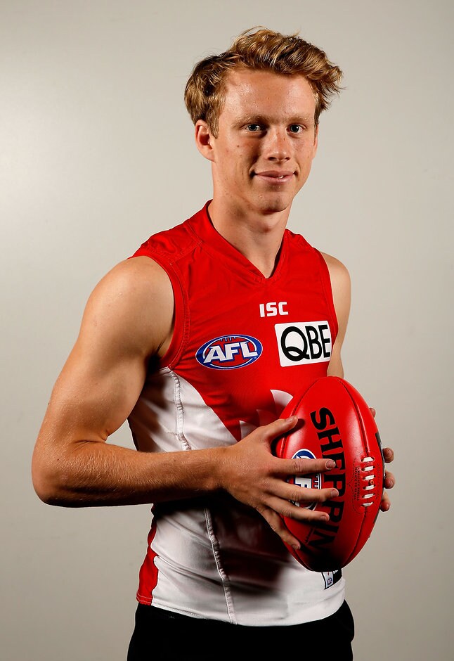 AFL 2015 Media - NAB AFL Draft ADELAIDE, AUSTRALIA - NOVEMBER 24: Number 3 draft pick Callum Mills of the Swans poses during the NAB AFL Draft at the Adelaide Convention Centre, Adelaide, Australia on November 24, 2015. (Photo by Sean Garnsworthy/AFL Media)